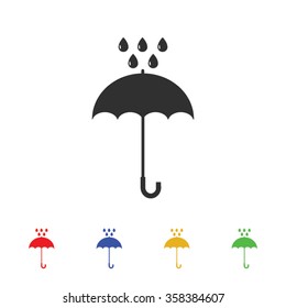 Icono de paraguas y caídas de lluvia