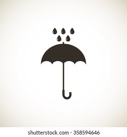 Umbrella and rain drops icon