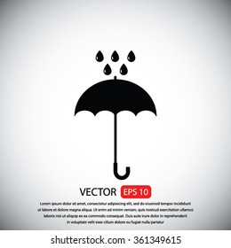 Umbrella and rain drops icon