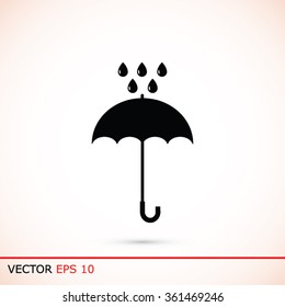 Umbrella and rain drops icon