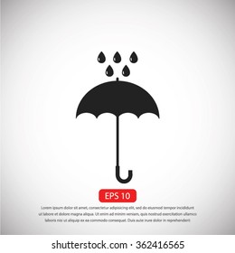 Umbrella and rain drops icon