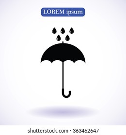 Umbrella and rain drops icon