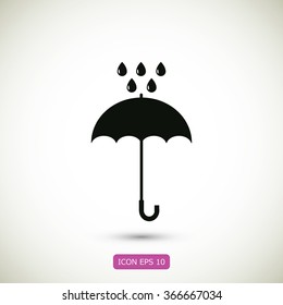 Umbrella and rain drops icon