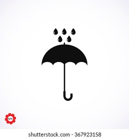 Umbrella and rain drops icon