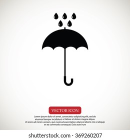 Umbrella and rain drops icon