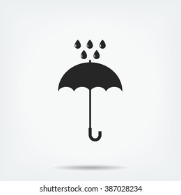 Umbrella and rain drops icon