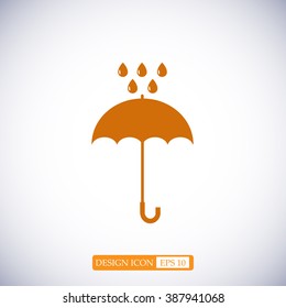 Umbrella and rain drops icon