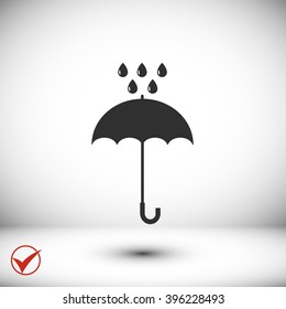 Umbrella and rain drops icon