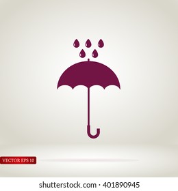 Umbrella and rain drops icon