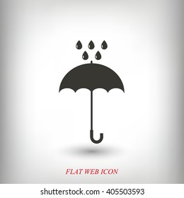 Umbrella and rain drops icon