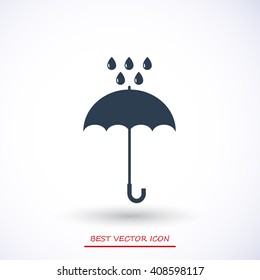 Umbrella and rain drops icon