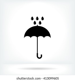 Umbrella and rain drops icon