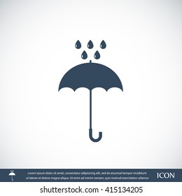 Umbrella and rain drops icon