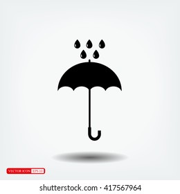 Umbrella and rain drops icon