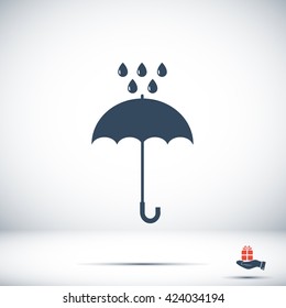Umbrella and rain drops icon