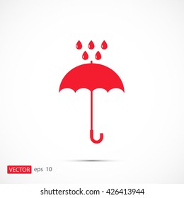 Umbrella and rain drops icon
