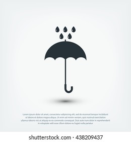 Umbrella and rain drops icon
