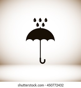 Umbrella and rain drops icon
