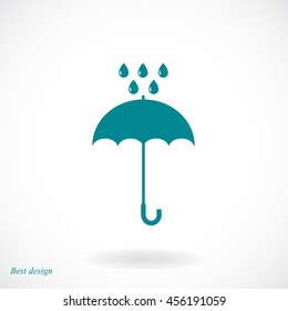 Umbrella and rain drops icon