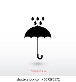 Umbrella and rain drops icon,