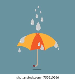 Umbrella and rain drops icon color vector illustration in flat design