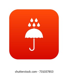 Umbrella and rain drops icon digital red for any design isolated on white vector illustration