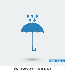 Umbrella and rain drops icon, vector best flat icon, EPS