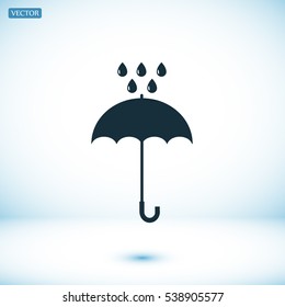 Umbrella and rain drops icon, vector best flat icon, EPS