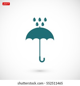 Umbrella and rain drops icon, vector best flat icon, EPS