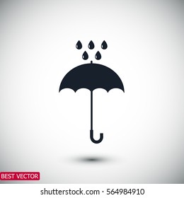 Umbrella and rain drops icon, vector best flat icon, EPS