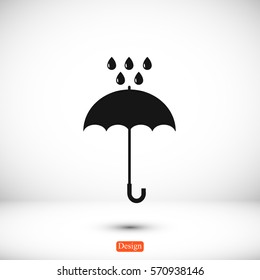 Umbrella and rain drops icon, vector best flat icon, EPS