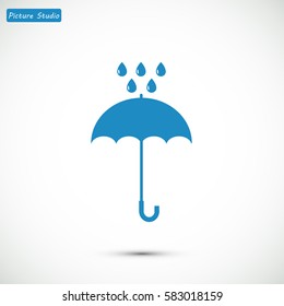 Umbrella and rain drops icon, vector best flat icon, EPS