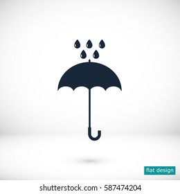 Umbrella and rain drops icon, vector best flat icon, EPS