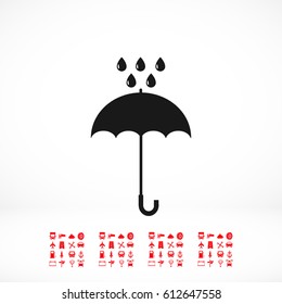 Umbrella and rain drops icon, vector best flat icon, EPS