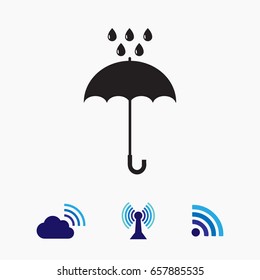 Umbrella and rain drops icon, vector best flat icon, EPS