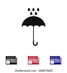 Umbrella and rain drops icon, vector best flat icon, EPS