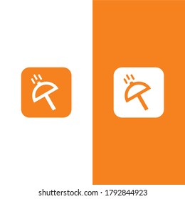 Umbrella With Rain Drops Logo Vector Icon Illustration