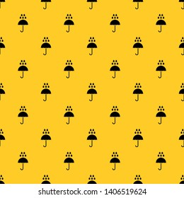 Umbrella and rain drops pattern seamless vector repeat geometric yellow for any design