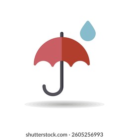 Umbrella and rain drops vector icon. Meteorology sign. Graph symbol for travel, tourism and weather web site and apps design, logo, app, UI