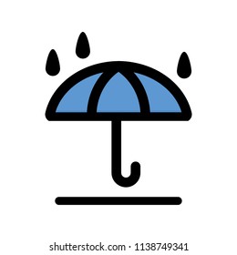 Umbrella and rain drops vector illustration icon