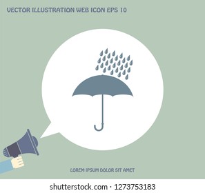 Umbrella and rain drops. Vector illustration