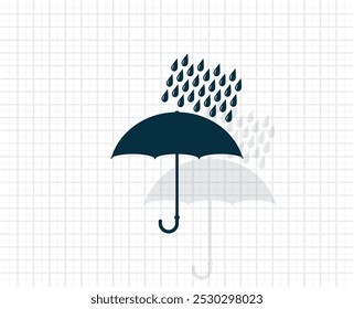 Umbrella and rain drops. Vector illustration