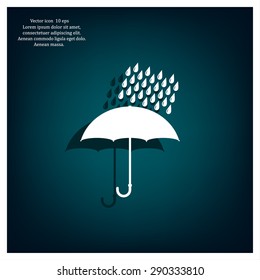 Umbrella and rain drops. Vector illustration