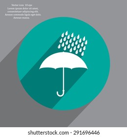 Umbrella and rain drops. Vector illustration