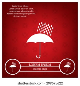 Umbrella and rain drops. Vector illustration