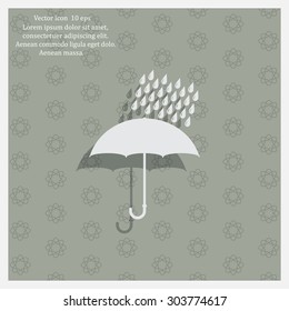 Umbrella and rain drops. Vector illustration