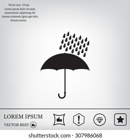 Umbrella and rain drops. Vector illustration