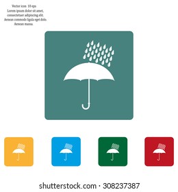 Umbrella and rain drops. Vector illustration