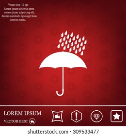 Umbrella and rain drops. Vector illustration