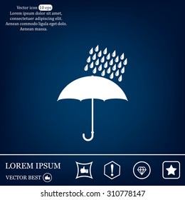 Umbrella and rain drops. Vector illustration